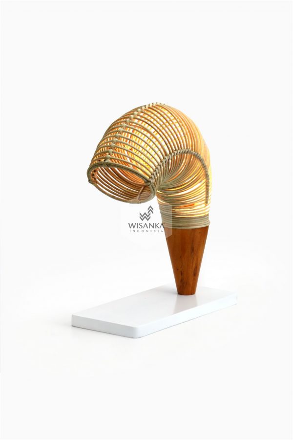 Rebon Table Lamp On | Rattan Table Lamp | Rattan Lamp | Udang Lamp | Shrimp Lamp | Shrimp Table Lamp