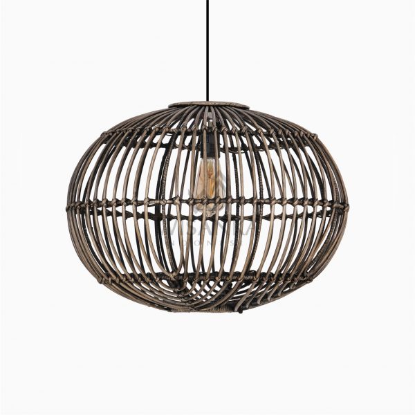 Somerset Rattan Pendant Hanging Lamp Off Large Black Wash