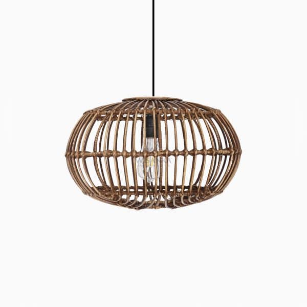 Sommerset Small Brown Wash Hanging Lamp - Natural Rattan Pendant Lamp Off