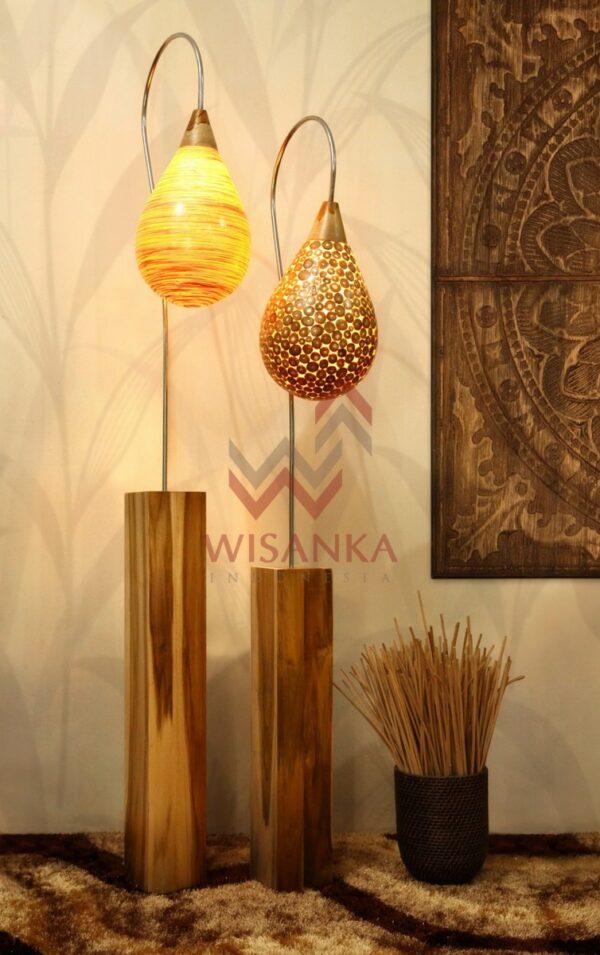 Lunar Floor Lamp - Standing Teak Lamps for Living Room